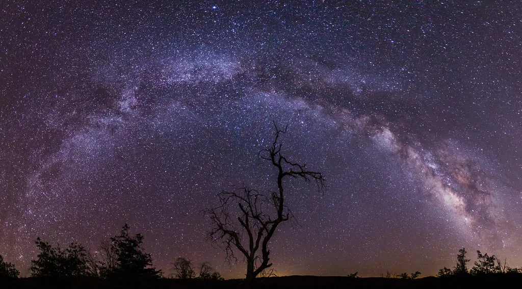 The Milky Way panorama in a night sky