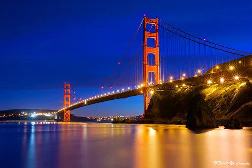 Twilight blue sky over the Golden Gate Bridge